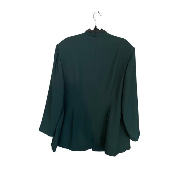 VTG R&M Richards Karen Kwong 22W Dress Suit Top Green Embroidered Lined Formal - Picture 2 of 11